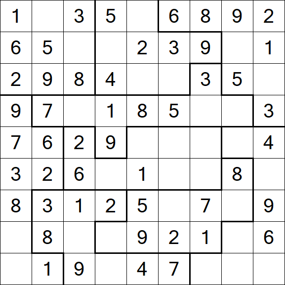 Jigsaw Sudoku - Easy