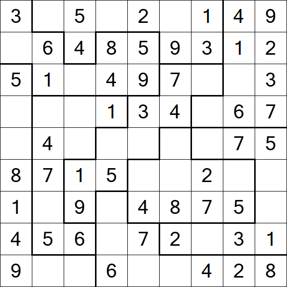 Jigsaw Sudoku - Easy