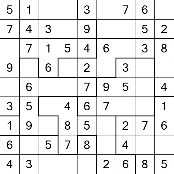 Jigsaw Sudoku - Easy