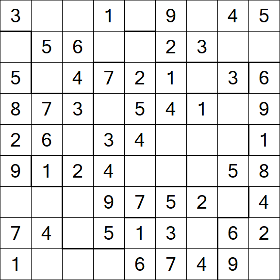 Jigsaw Sudoku - Easy
