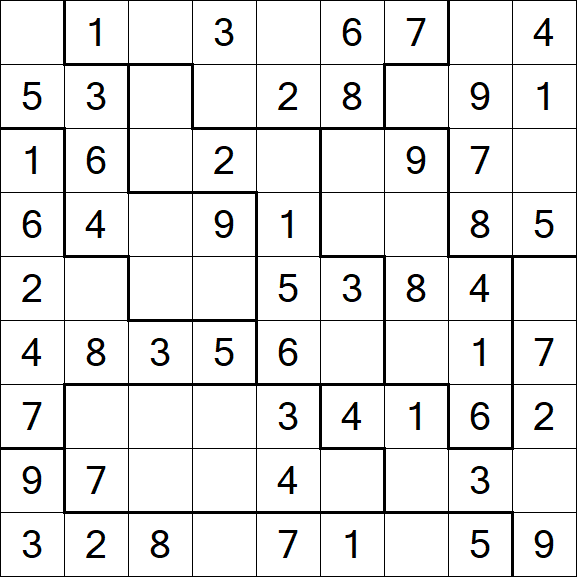 Jigsaw Sudoku - Easy