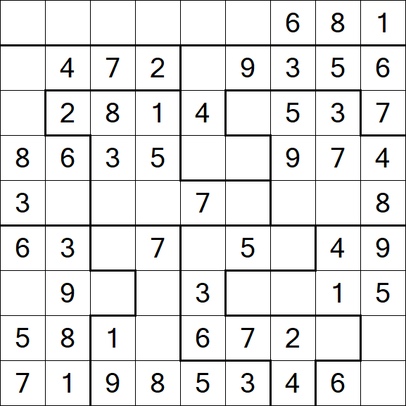 Jigsaw Sudoku - Easy