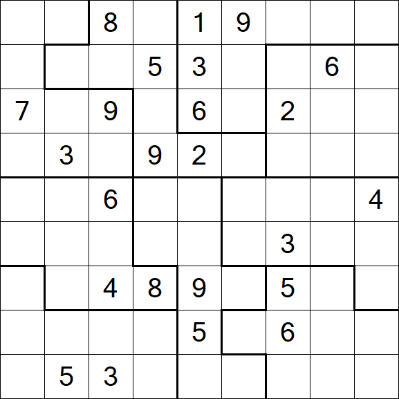 Jigsaw Sudoku - Hard