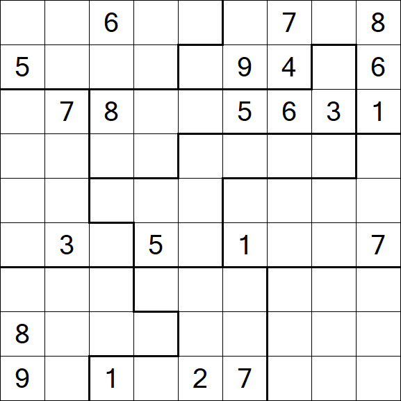 Jigsaw Sudoku - Hard