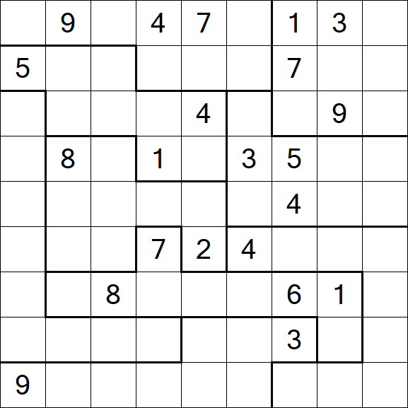 Jigsaw Sudoku - Difficile