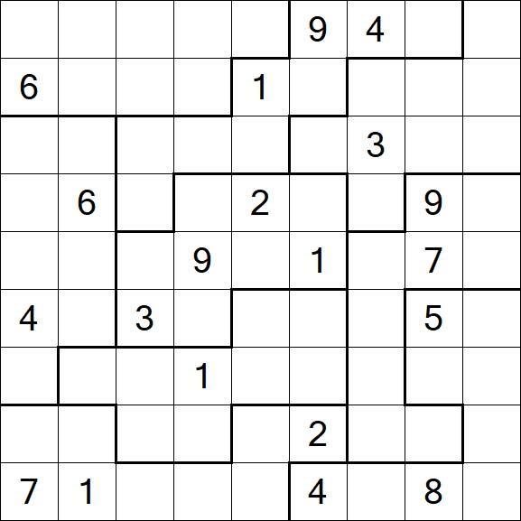 Jigsaw Sudoku - Difficile