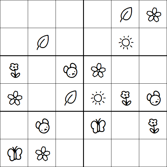 Crianças Sudoku 6x6 - Fácil 