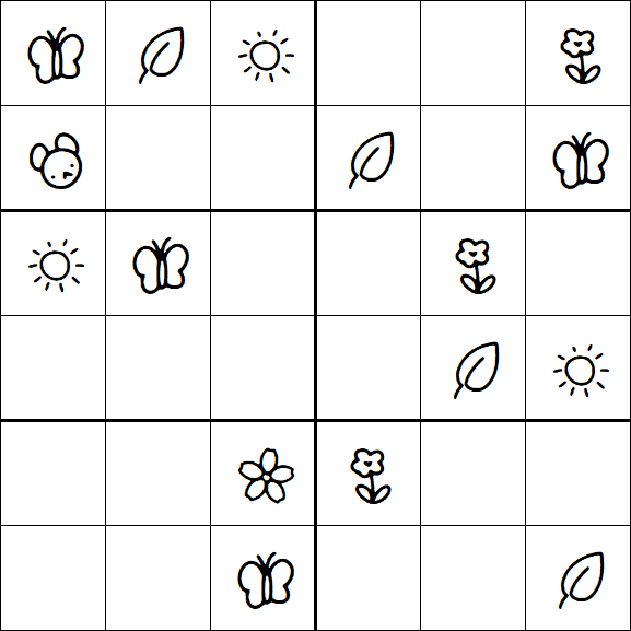Kids Sudoku 6x6 - Easy