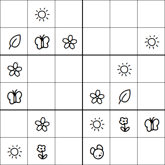 Kids Sudoku 6x6 - Easy