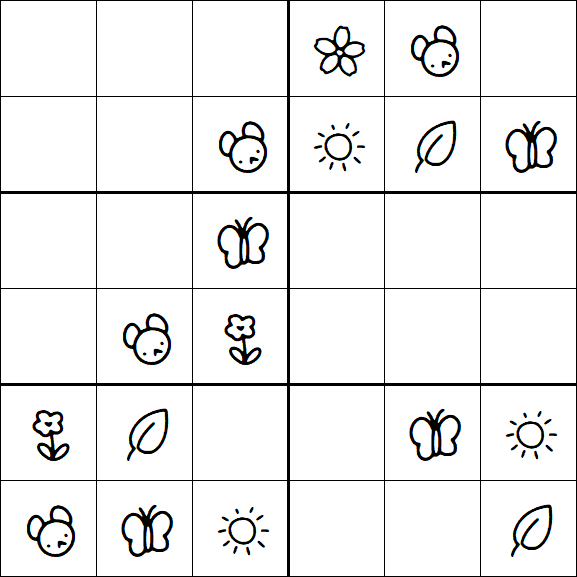 Kids Sudoku 6x6 - Easy
