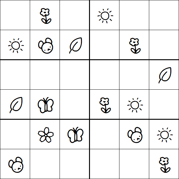 Kids Sudoku 6x6 - Easy