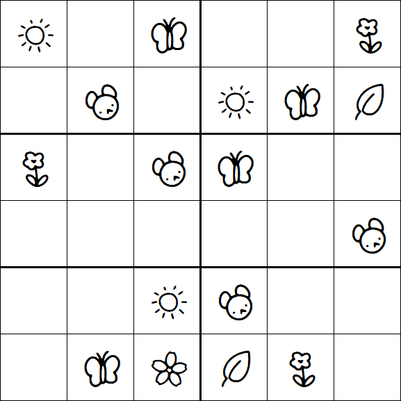 Kids Sudoku 6x6 - Easy