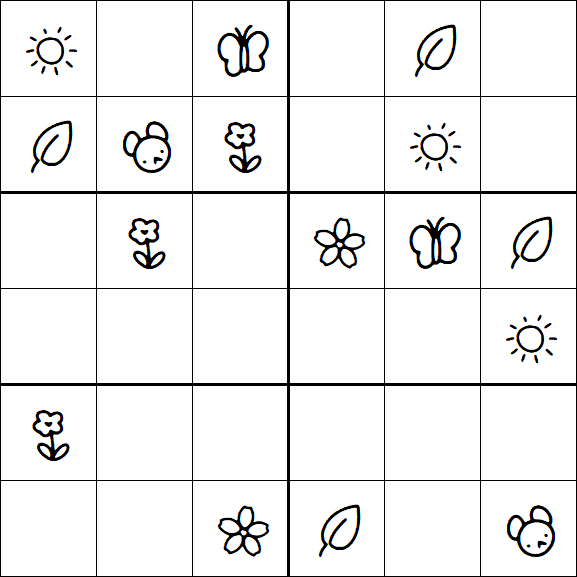 Kids Sudoku 6x6 - Easy