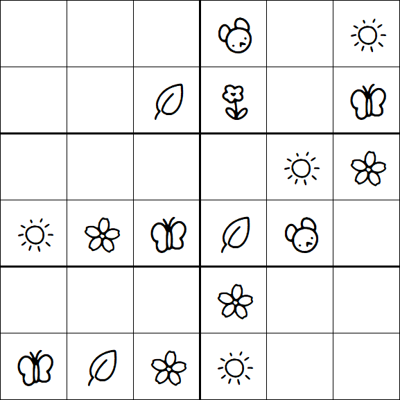 Kids Sudoku 6x6 - Easy