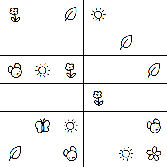 Kids Sudoku 6x6 - Easy