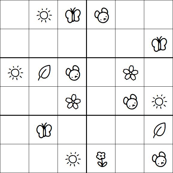 Kids Sudoku 6x6 - Easy