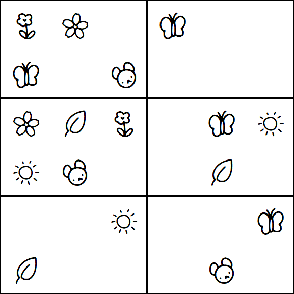 Kids Sudoku 6x6 - Easy