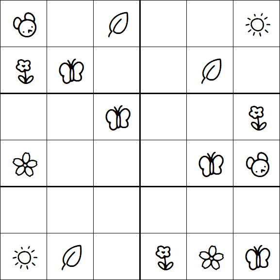Kids Sudoku 6x6 - Easy