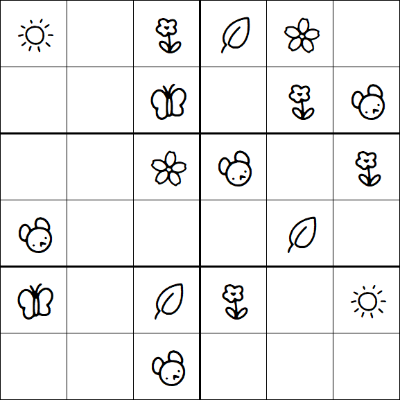 Kids Sudoku 6x6 - Easy