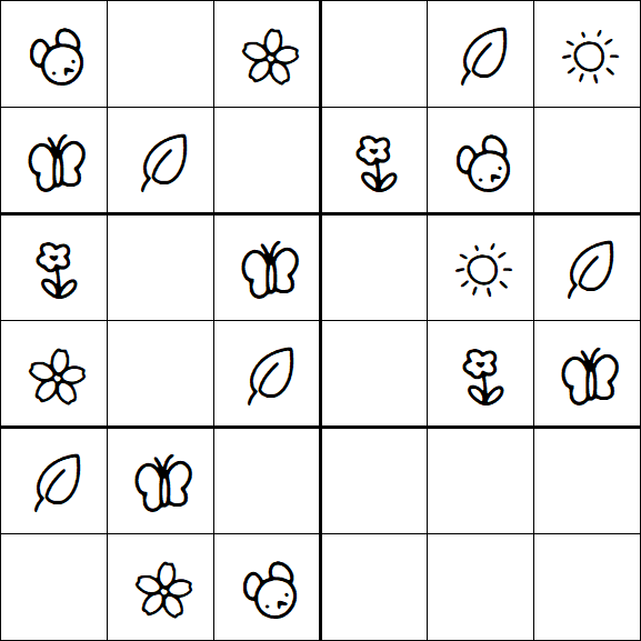 Kids Sudoku 6x6 - Easy