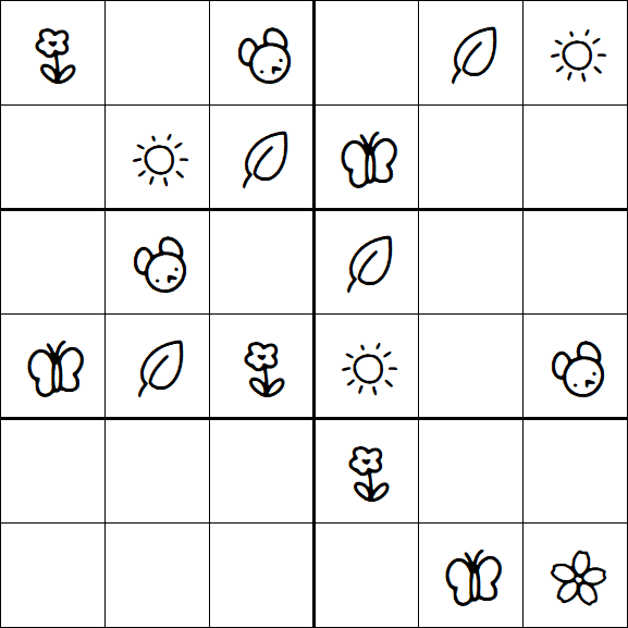 Kids Sudoku 6x6 - Easy