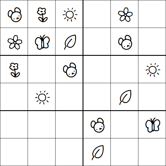 Kids Sudoku 6x6 - Easy