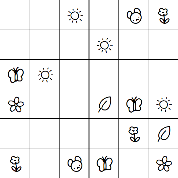 Kids Sudoku 6x6 - Easy