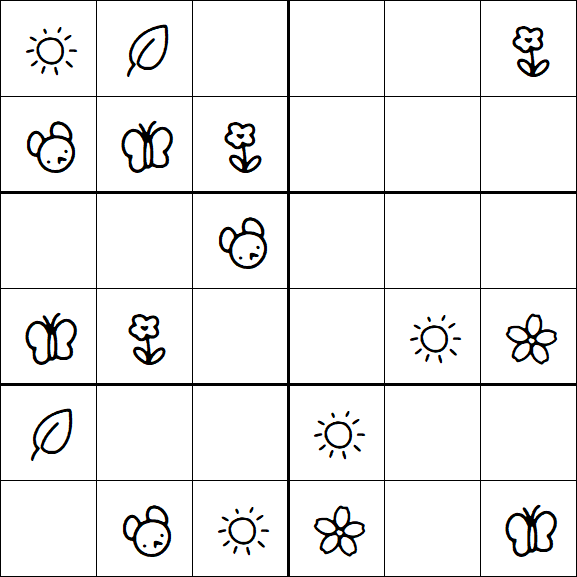 Kids Sudoku 6x6 - Easy