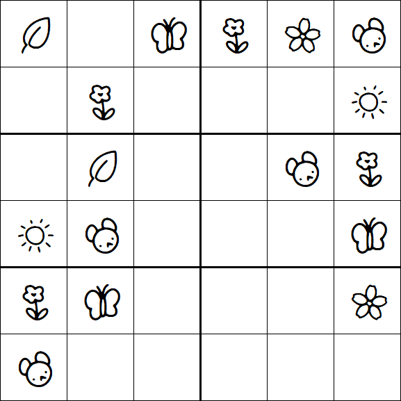 Kids Sudoku 6x6 - Easy