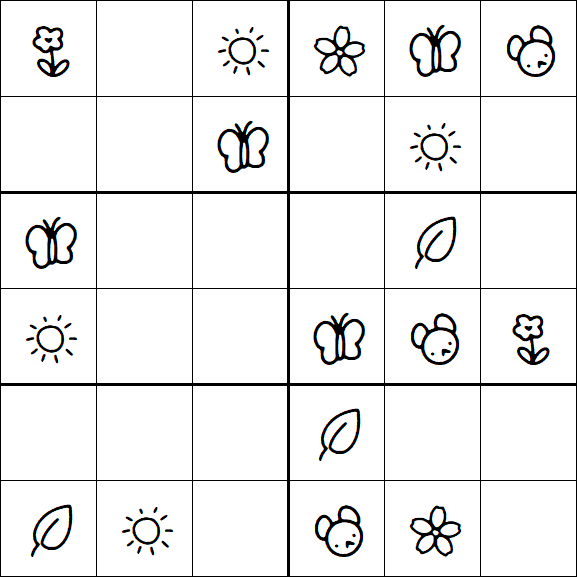 Kids Sudoku 6x6 - Simple