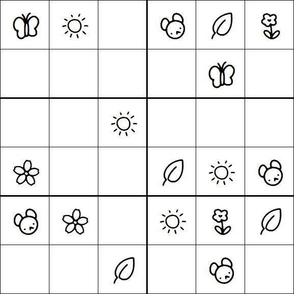 Kids Sudoku 6x6 - Simple