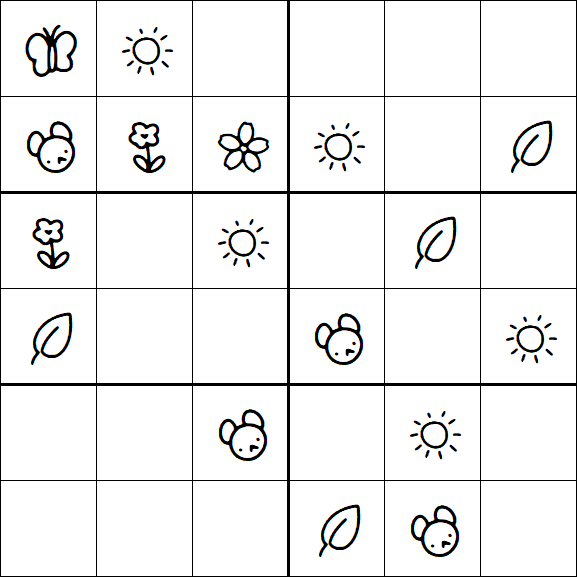 Kids Sudoku 6x6 - Easy