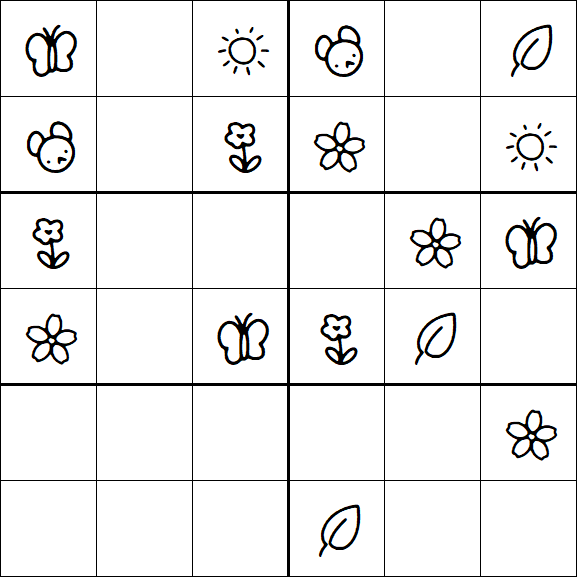 Kids Sudoku 6x6 - Easy