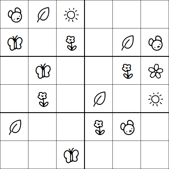 Kids Sudoku 6x6 - Easy