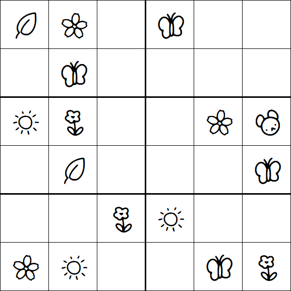 Kids Sudoku 6x6 - Easy