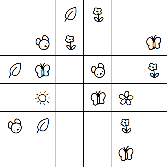 Kids Sudoku 6x6 - Simple