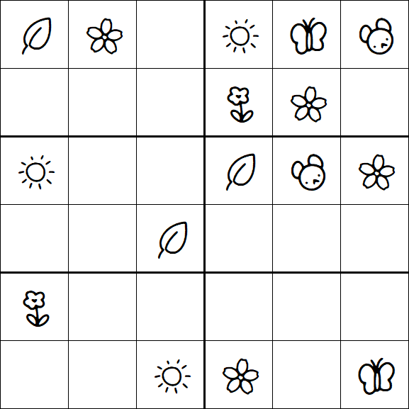 Kids Sudoku 6x6 - Easy