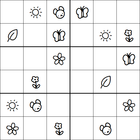 Kids Sudoku 6x6 - Easy
