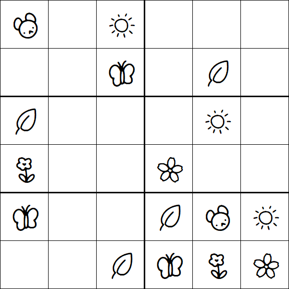 Kids Sudoku 6x6 - Simple