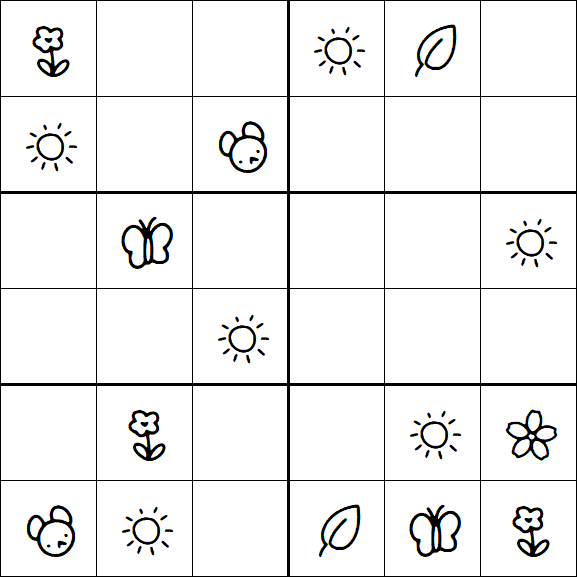 Kids Sudoku 6x6 - Easy