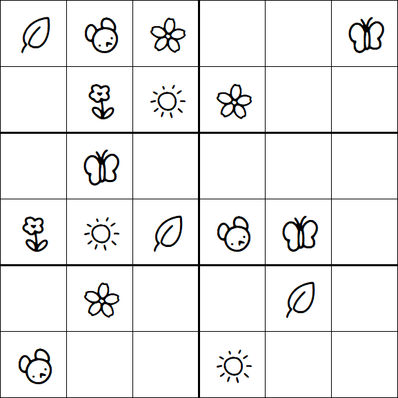 Kids Sudoku 6x6 - Easy