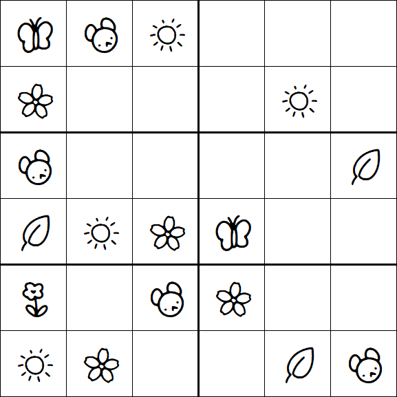 Kids Sudoku 6x6 - Simple
