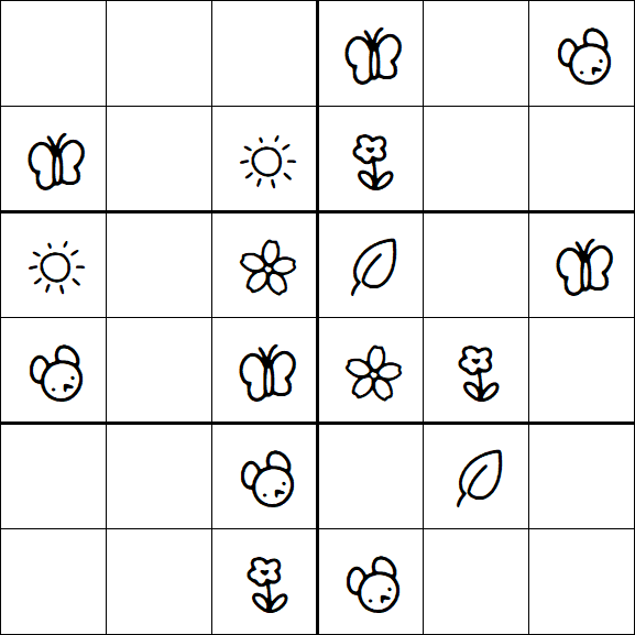 Kids Sudoku 6x6 - Easy