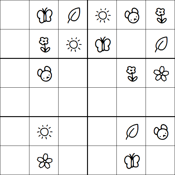 Kids Sudoku 6x6 - Simple