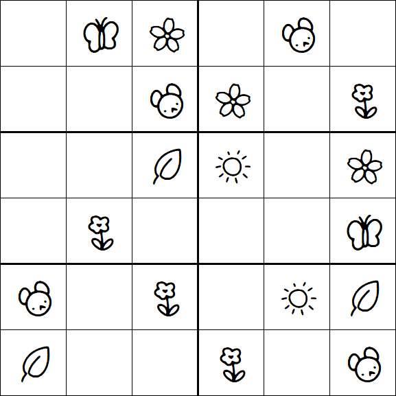 Kids Sudoku 6x6 - Easy