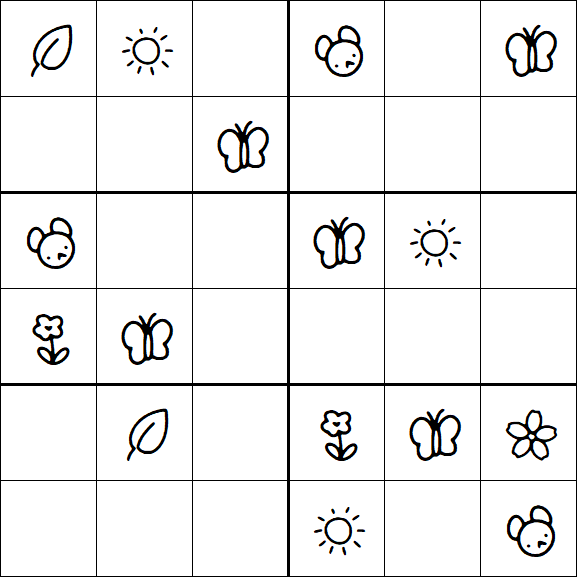 Kids Sudoku 6x6 - Easy