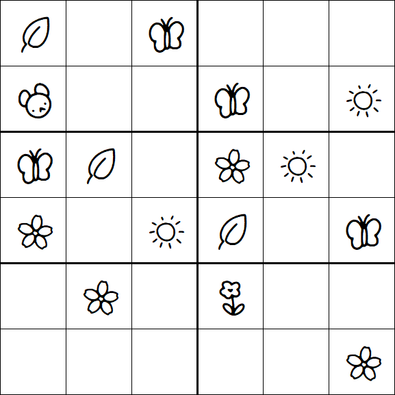 Kids Sudoku 6x6 - Easy