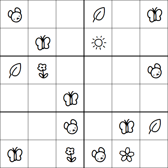 Kids Sudoku 6x6 - Simple