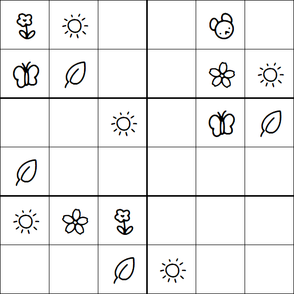 Kids Sudoku 6x6 - Easy