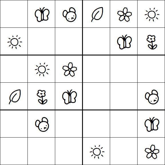 Kids Sudoku 6x6 - Easy